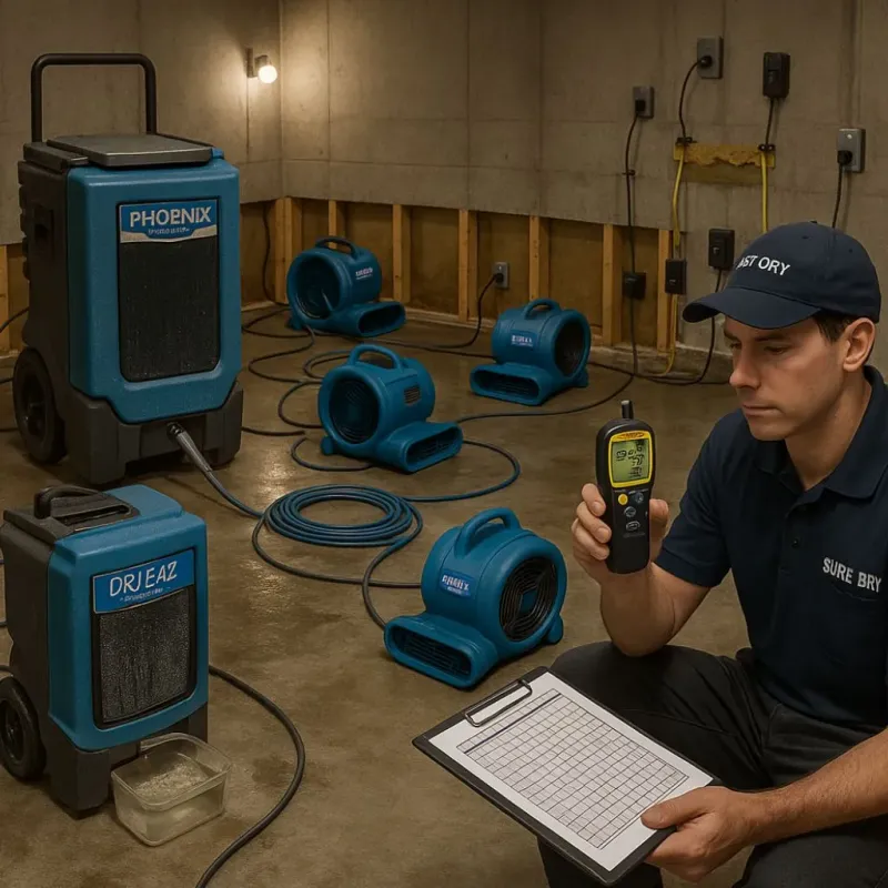 Structural Drying and Dehumidification process in Chatsworth, IL